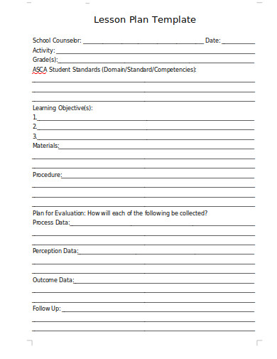 Elementary School Counselor Lesson Plan Template