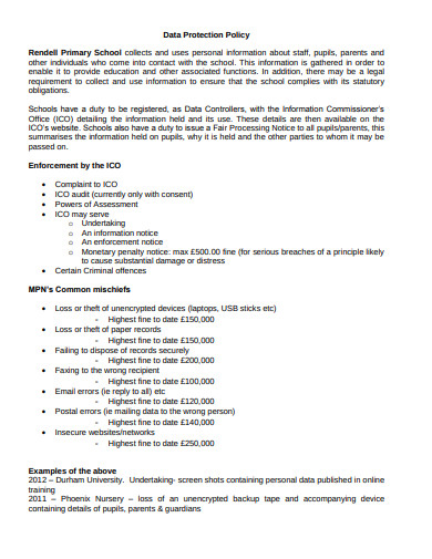 10 School Data Protection Policy Templates In PDF DOC Free 