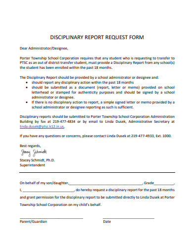 school disciplinary action report form template