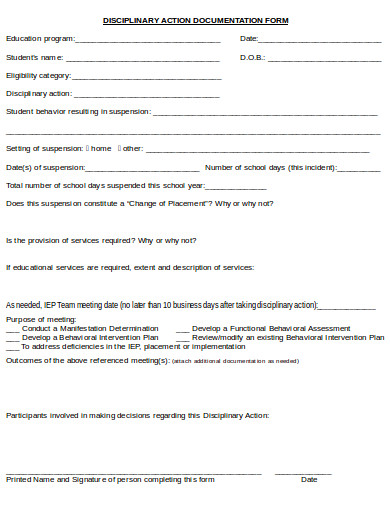14+ Free School Disciplinary Action Form Templates in DOC | PDF | XLS