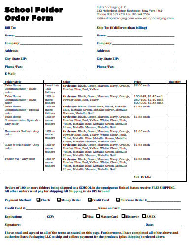 school-folder-order-form-template