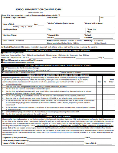 Sb 12 Form.pdf 18+ School Consent Form Templates in PDF | DOC