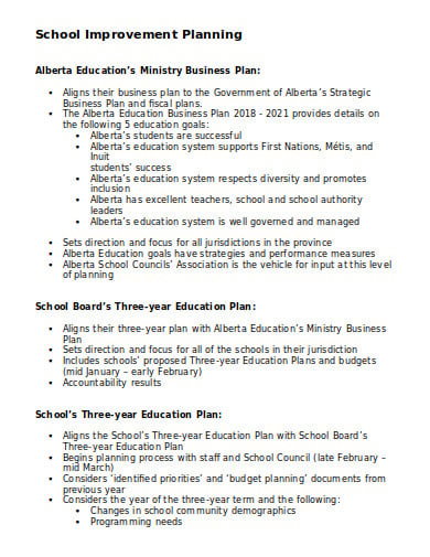 ministry of education business plan