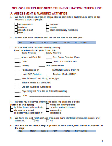 school prepaidness checklist