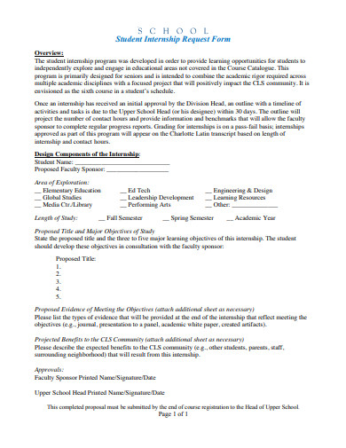 school student internship request form