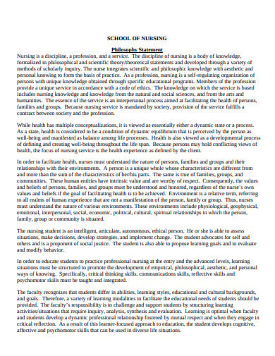 nursing philosophy paper example