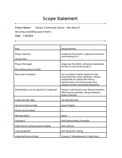 10+ Scope Statement Templates in PDF | DOC