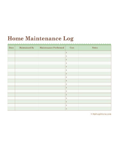 seasonal home maintenance log