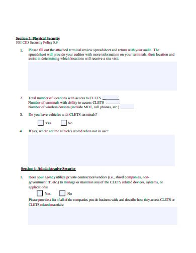 security audit questionnaire template