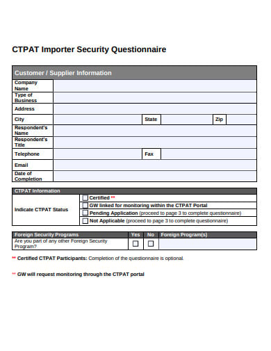 security audit questionnaire in pdf