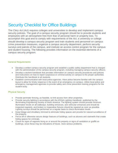 security-checklist-for-office-buildings-template