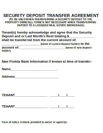 security deposit transfer agreement template