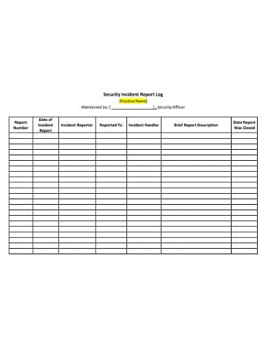 FREE 10+ Incident Report Log Templates in PDF | MS Word