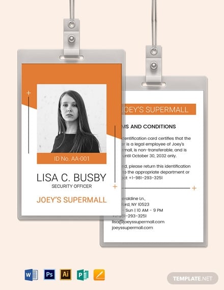 security officer id card template