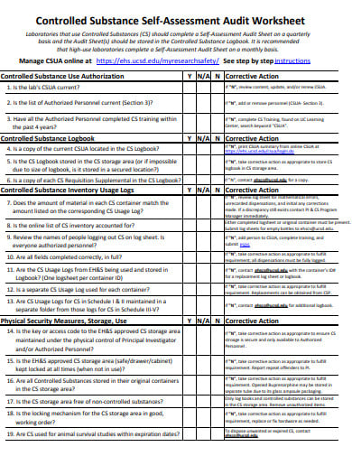 self assessment audit worksheet template