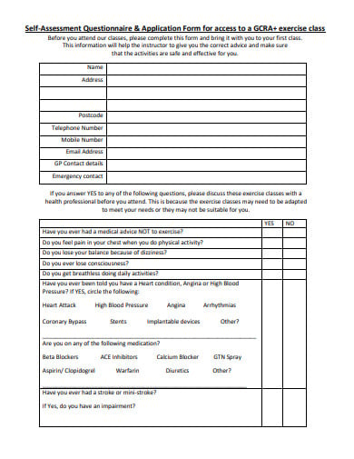 self assessment questionnaire in pdf