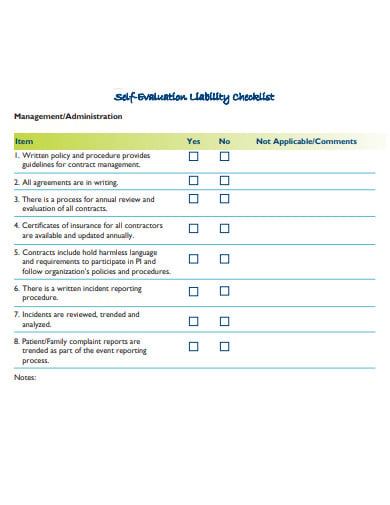 self evaluation liability checklist