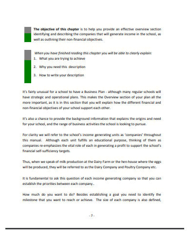 self sufficient school business plan template template