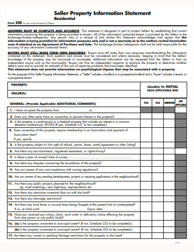 seller property information statement form template