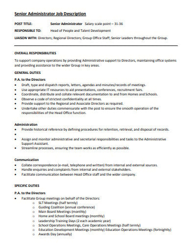 Job descriptions for office administrative
