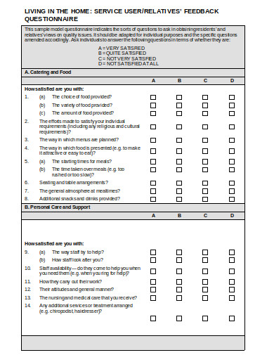 19+ Feedback Questionnaire Templates In Pdf 