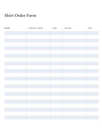 FREE 10+ Shirt Order Form Templates in PDF | MS Word | Free & Premium