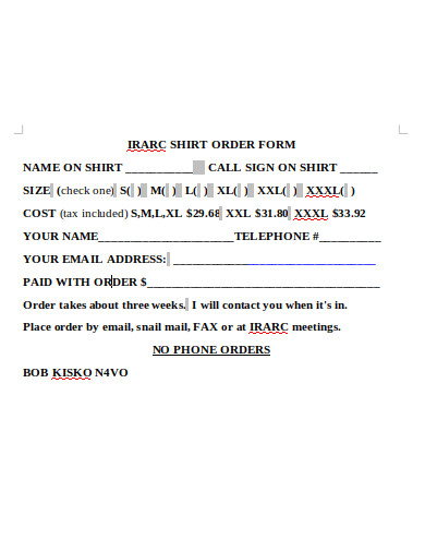 free 10 shirt order form templates in pdf ms word