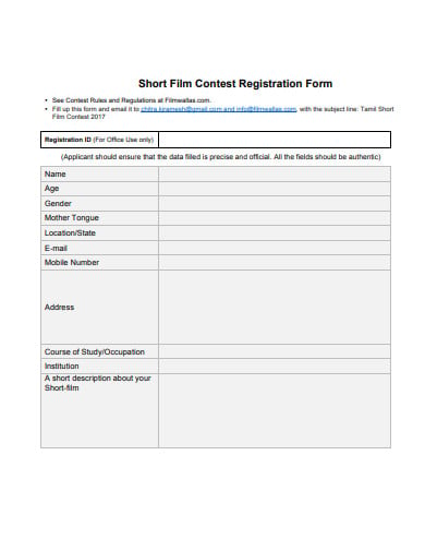 Free 10 Contest Registration Form Templates In Ms Word Pdf