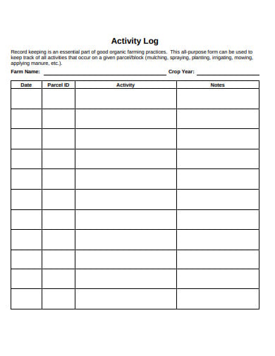 simple activity log example