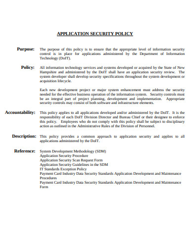 Application Policy Examples 7+ Application Security Policy Templates in PDF | DOC