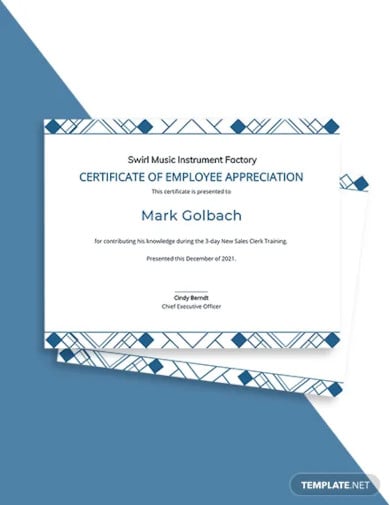 simple appreciation certificate template for employee