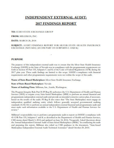 simple audit findings report
