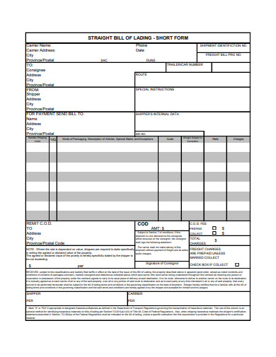 simple bill of lading in pdf