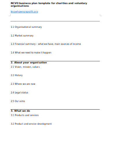 charity business plan template word