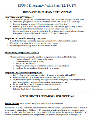 5  Church Emergency Action Plan Templates in PDF