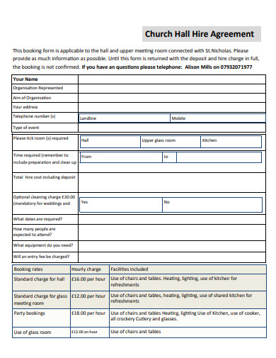 Banquet Hall Rental Agreement Template