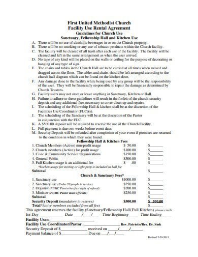 simple church rental agreement template