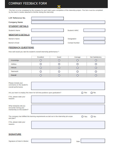 simple company feedback form