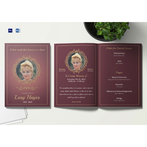 simple cremation funeral service brochure template