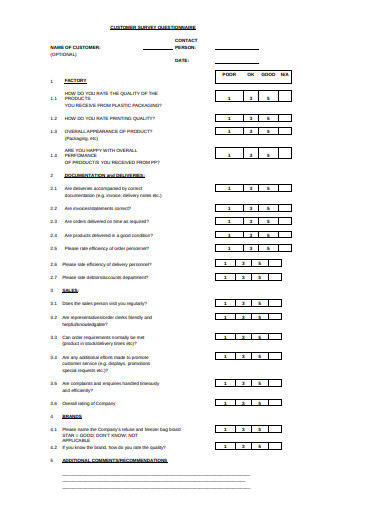 customer visit questionnaire