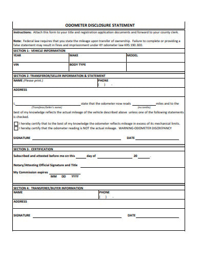 simple disclosure statement template