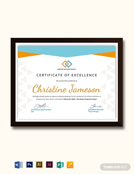 simple employee excellence certificate template