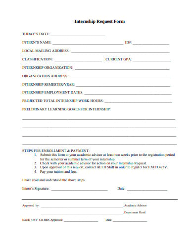 simple employer internship request form