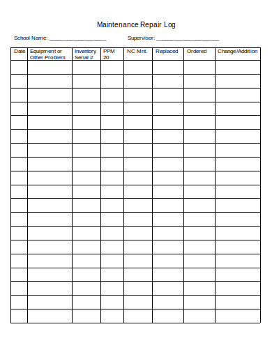 FREE 11+ Equipment Maintenance Log Templates in PDF | MS Word