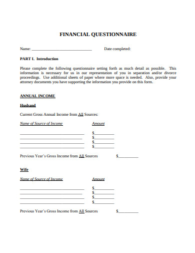 simple financial questionnaire