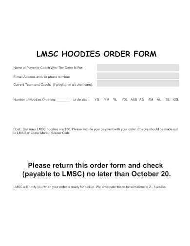 simple hoodie order form template