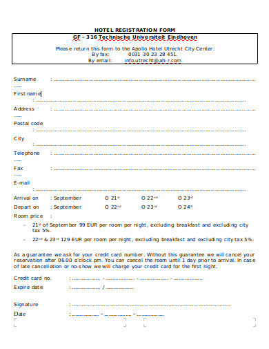 12 Hotel Registration Form Templates In MS Word