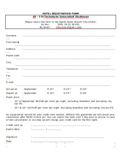 12+ Hotel Registration Form Templates in MS Word