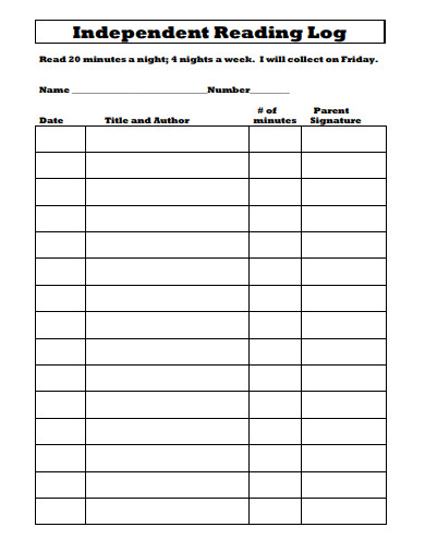 FREE 20+ Independent Reading Log Templates in Google Docs | PDF | MS ...