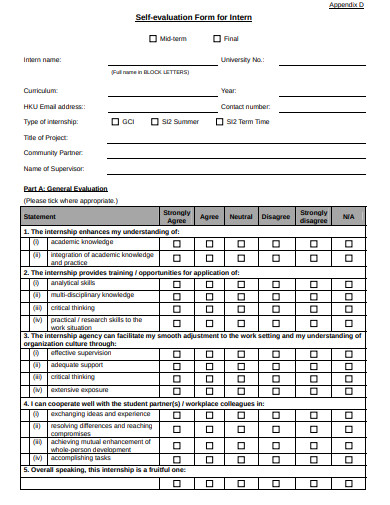 10+ Intern Self Evaluation Form Templates PDF | DOC